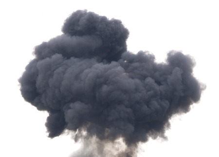 Airfield planned explosion, selective focus on the fireballの写真素材
