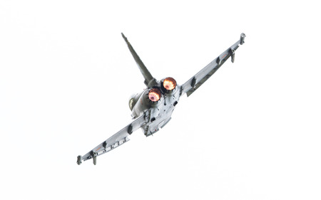 LEEUWARDEN, THE NETHERLANDS - JUNE 10: Spanish Air Force Eurofighter Typhoon flying during the Dutch...