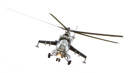 LEEUWARDEN, THE NETHERLANDS - JUN 10, 2016: Czech Republic Air Force Mil Mi-24 Hind attack...