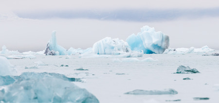 Jokulsarlon is a large glacial lake in southeast Iceland - Ice breaking of a glacierの写真素材