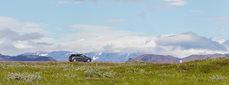 Car run on the road the mountain viewの写真素材