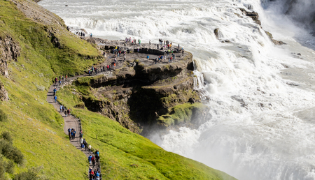 ICELAND - July 26, 2016: Icelandic Waterfall Gullfossの写真素材