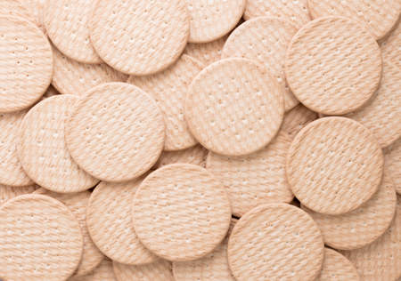 Tasty biscuits background, view from above, isolatedの写真素材
