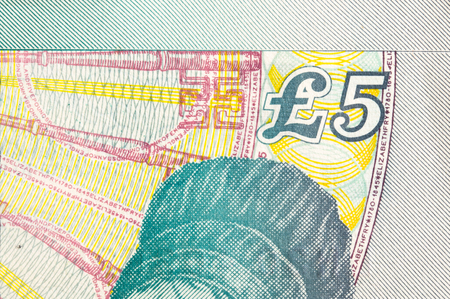Pound currency background, close-up - 5 Pounds