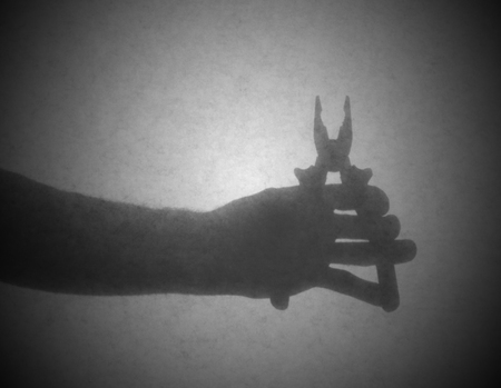 Silhouette behind a transparent paper - Small pliersの写真素材
