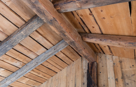Wooden contruction on an old house in Austriaの写真素材