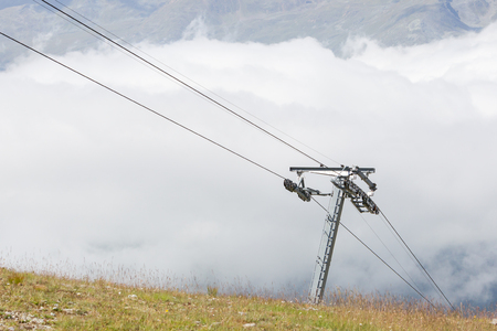 Ski lift chair in the Alps - Austriaの写真素材