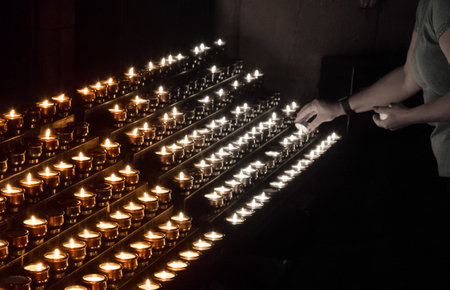 Candles in a church, memory of the loved onesの写真素材