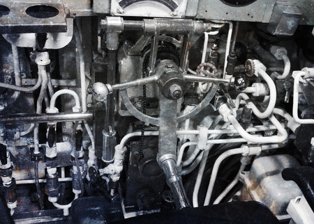 Interior of an old submarine - Limited space and lots of equipment - Command room