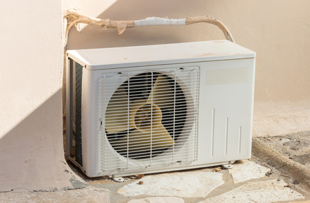 Airco system outside a house in Greeceの写真素材