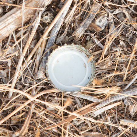 Bottle cap in nature - Pollution in Greeceの写真素材