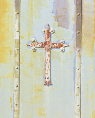 Door of a small church in Greeceの写真素材