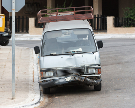 Busted bumper on front end of a modern van - Greeceの写真素材