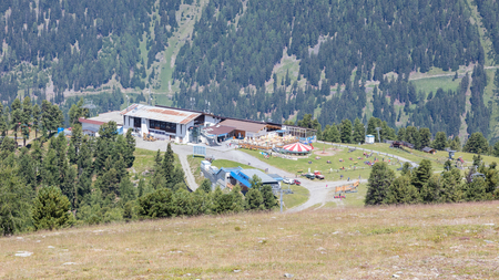 Nauders, Austria - August 9, 2017: Cable car station next to the village of Naudersのeditorial素材