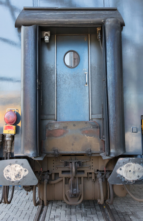 Vintage door on the train compartment, dutch trainの写真素材
