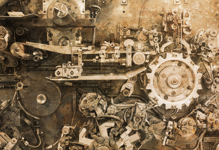 Complex old machine for packing teabags - The Netherlandsの写真素材