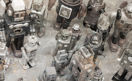 Vintage toys - Collection of different robots - Metal and plasticの写真素材