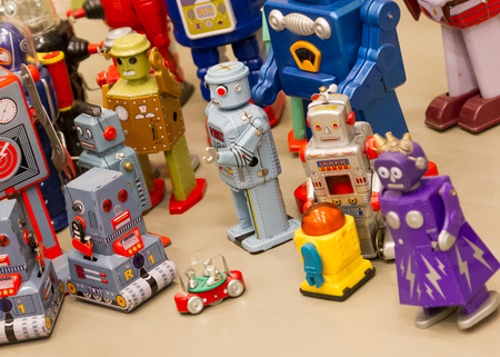 Vintage toys - Collection of different robots - Metal and plasticの写真素材