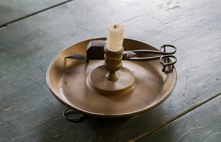 Candle in old fashioned retro holder - Daytime