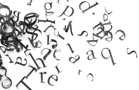 Plastic letters removed from a wall - Isolated on whiteの写真素材