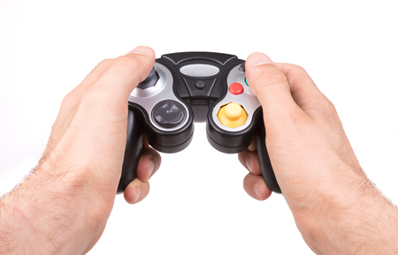 Video game controller on white background with clipping path
