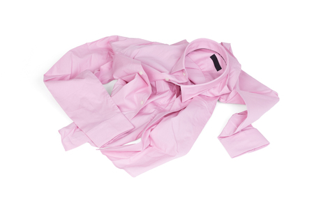 Unfolded pink man shirt on white background - Unfolded, laundryの写真素材