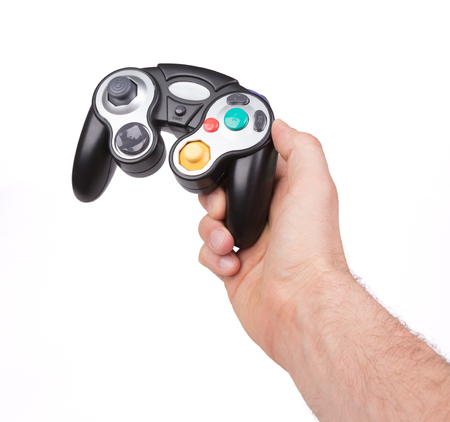 Video game controller on white background