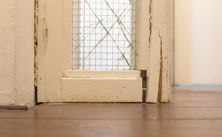 Broken safety glass, very hard to break - Removing the frameの写真素材