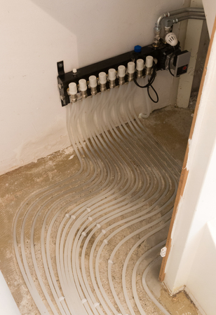 Heating control panel, installing underfloor heating in a dutch houseの写真素材