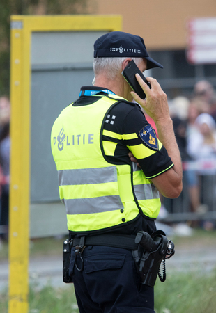 Leeuwarden, the Netherlands, august 19, 2018: Dutch police in the Cultural Capital of the World of 2018, Leeuwarden, the Netherlands.のeditorial素材