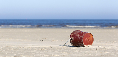 Garbage on a beach in the Netherlandsの写真素材