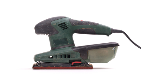 Old sander isolated on a white backgroundの写真素材