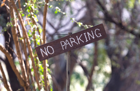 No parking sign on a campsite in Botswanaの写真素材