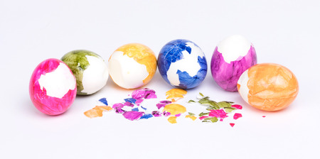 Painted eggs, easter - Isolated on a white background