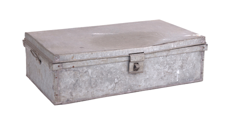 Old metal box isolated on white background - Used for shipping goodsの写真素材