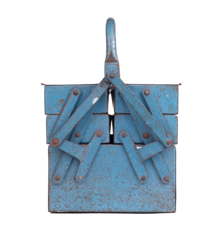 Old metal toolbox, isolated on a white backgroundの写真素材