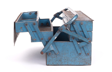 Old metal toolbox, isolated on a white background