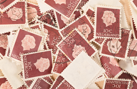 THE NETHERLANDS 1970: A collection of stamps printed in the Netherlands showing queen Juliana, circa 1970のeditorial素材