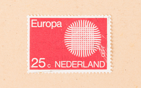 THE NETHERLANDS 1980: A stamp printed in the Netherlands shows holland as part of Europe, circa 1980