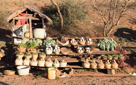 Selling vegetables at the market on Madagascar
