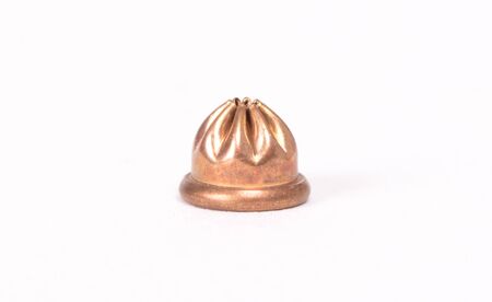 Copper cartridge for an alarmpistol, isolated on white