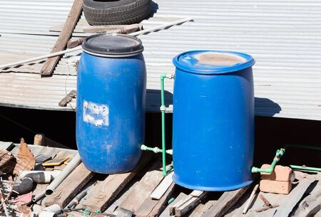 Water resevoir on top of a house on Madagascar, Africa