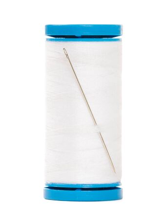 Color sewing thread with needle, isolated on a white background