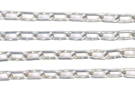 Long silver colored chain isolated on white