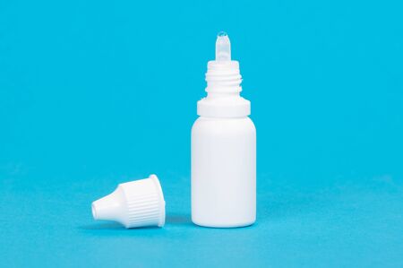 Plastic bottle isolated on a blue backgroundの写真素材