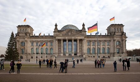 Berlin, Germany - December 30, 2019: People The Reichstag, German Parliament, on a cold day in december 30, 2019.のeditorial素材