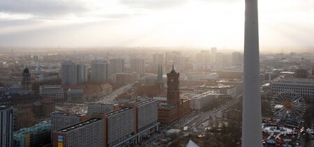 Berlin, Germany - December 31, 2019: Aerial view of city skyline.の写真素材