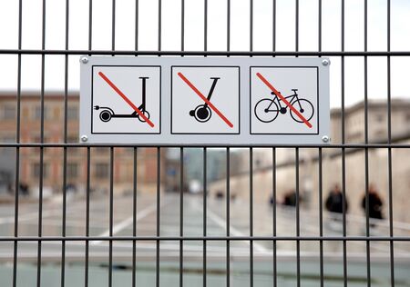 Sign forbidding different means of transport in Berlinの写真素材