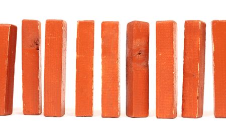 Vintage orange building blocks isolated on white backgroundの写真素材