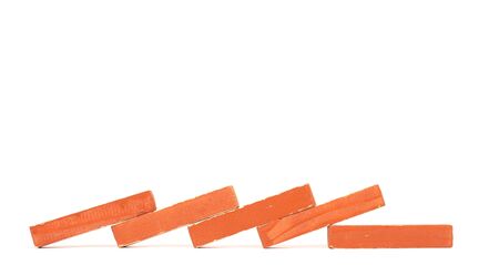 Vintage orange building blocks isolated on white background